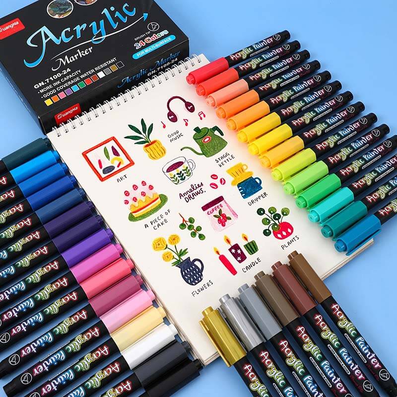 Watercolor Pens 0.38mm Fine Nib - Set of 12 Colors