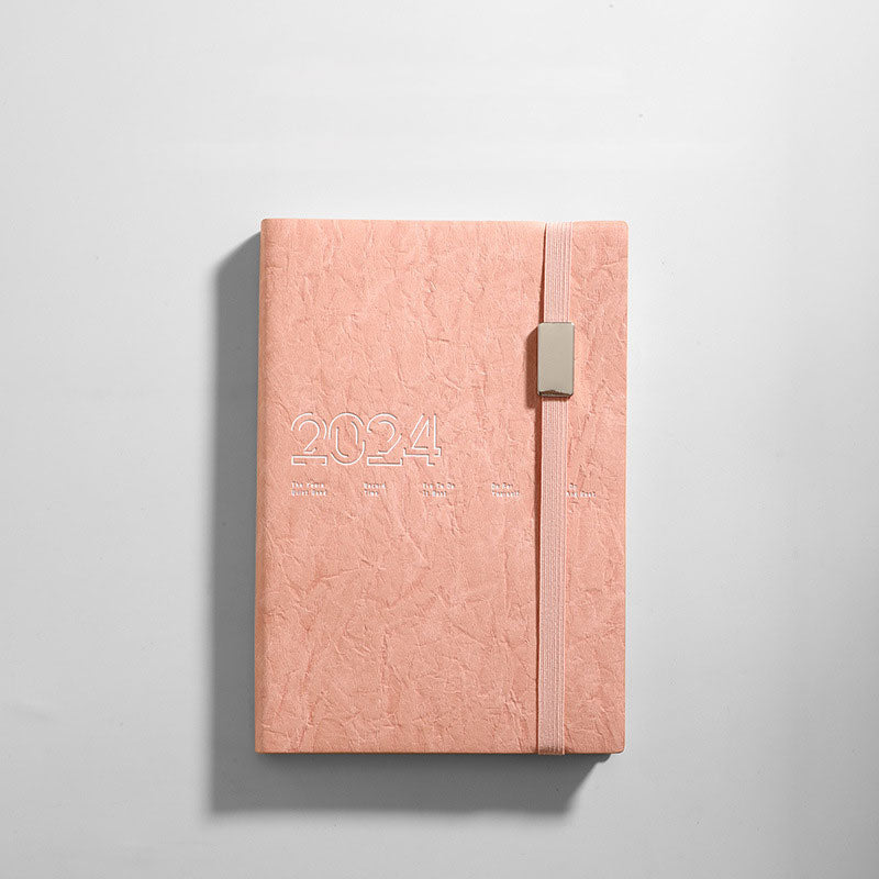 2024 Daily Planner A5 Wrinkled PU Notebook Bullet Journal