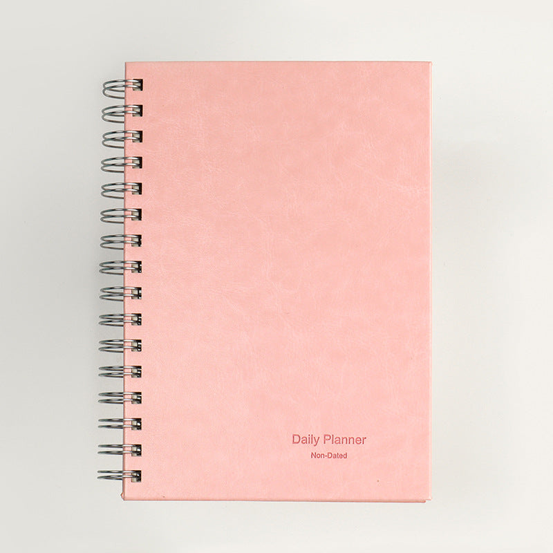 2024 Daily Planner Non-Dated Coil Notebook A5 Bullet Journal Pink