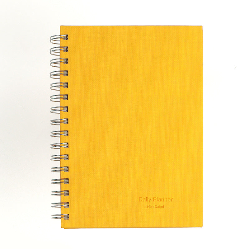 2024 Daily Planner Non-Dated Coil Notebook A5 Bullet Journal Yellow