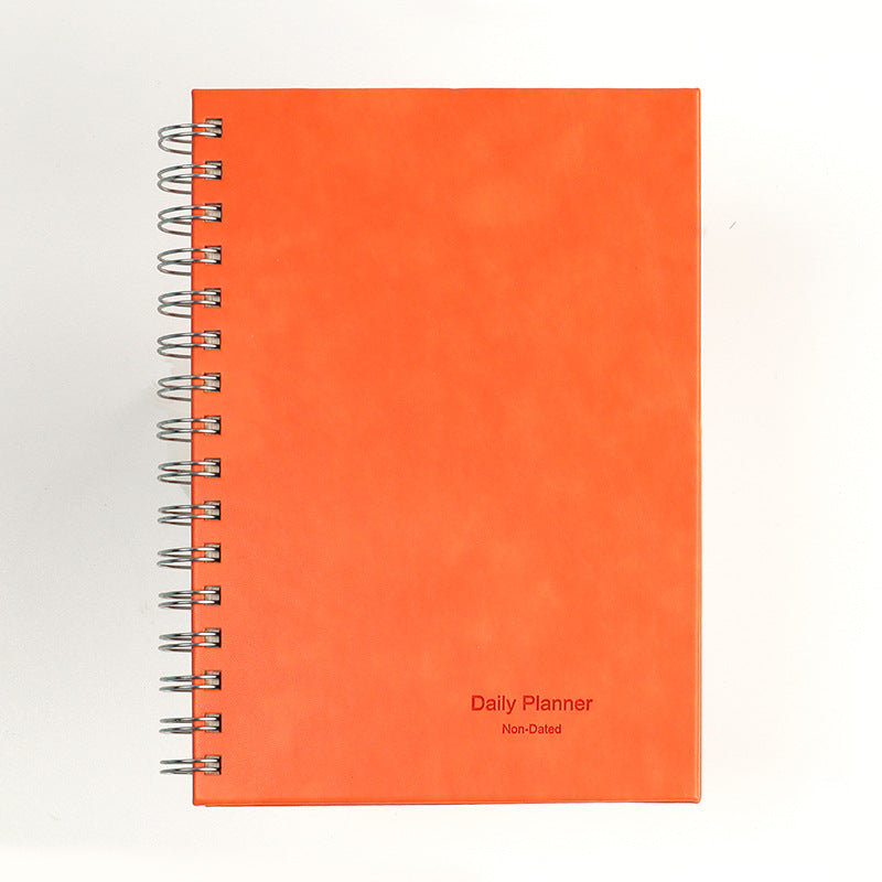 2024 Daily Planner Non-Dated Coil Notebook A5 Bullet Journal Orange