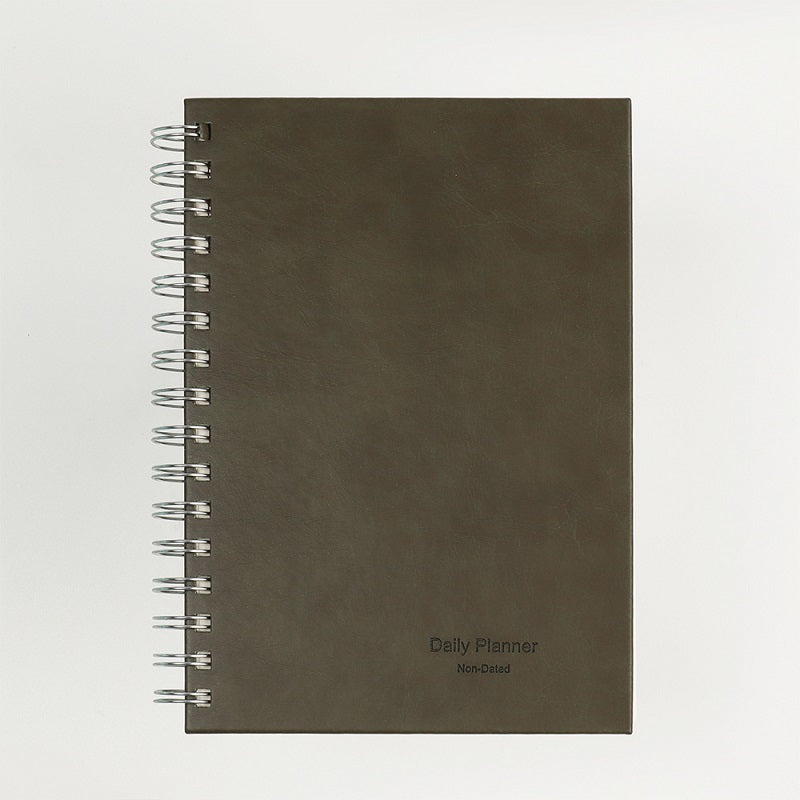2024 Daily Planner Non-Dated Coil Notebook A5 Bullet Journal Green