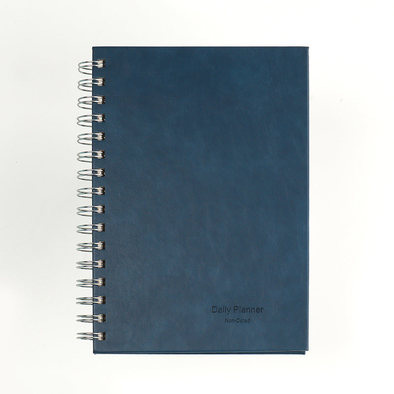 2024 Daily Planner Non-Dated Coil Notebook A5 Bullet Journal Blue