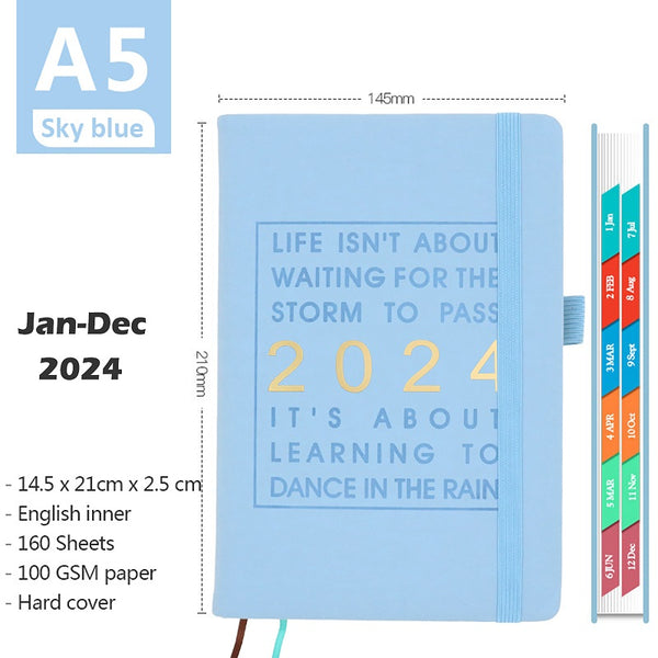 2024 Daily Planner Notebook A5 365-day Schedule Manual Bullet Journal