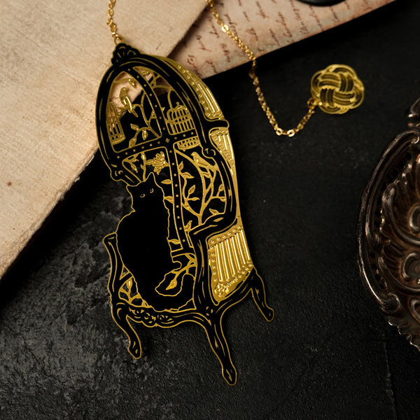 Cat Sofa Brass Hollow Rose Gold Bookmark Gift Box