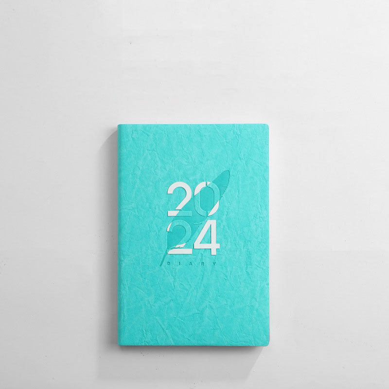 Daily Planner 2024 Wrinkled PU Notebook A5 Bullet Journal