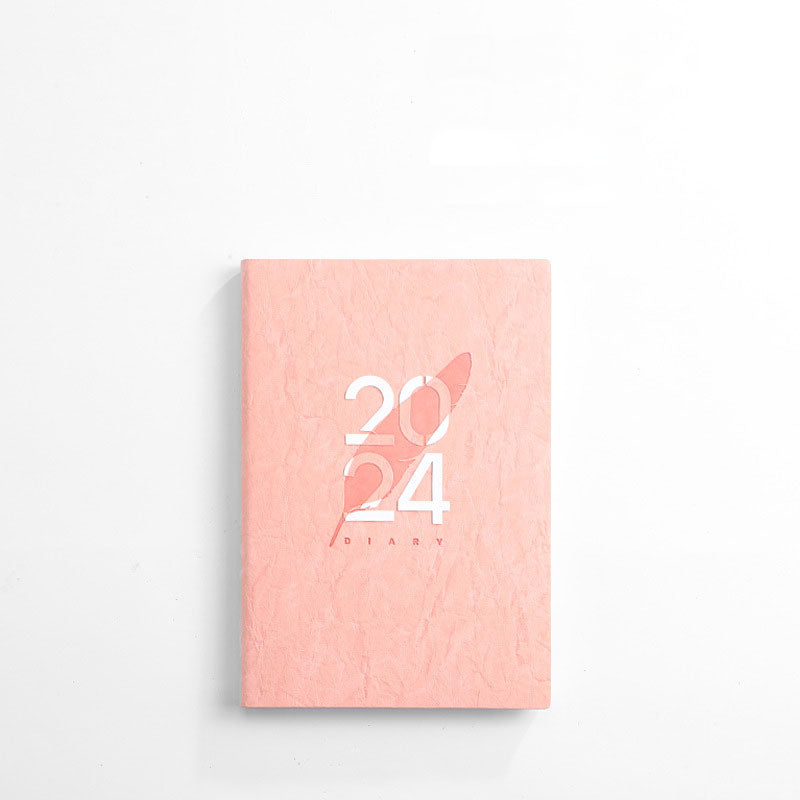 Daily Planner 2024 Wrinkled PU Notebook A5 Bullet Journal