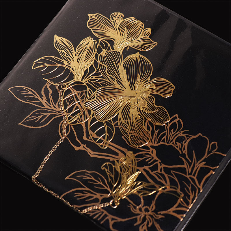 Gardenia Flower Brass Metal Hollow Bookmark Creative Design