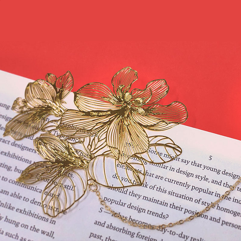 Gardenia Flower Brass Metal Hollow Bookmark Creative Design