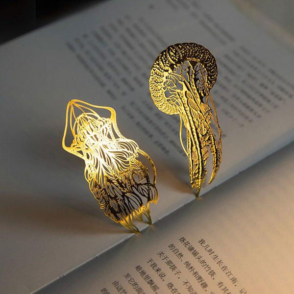 Jellyfish Brass Metal Hollow Bookmark Creative Design - set of 2