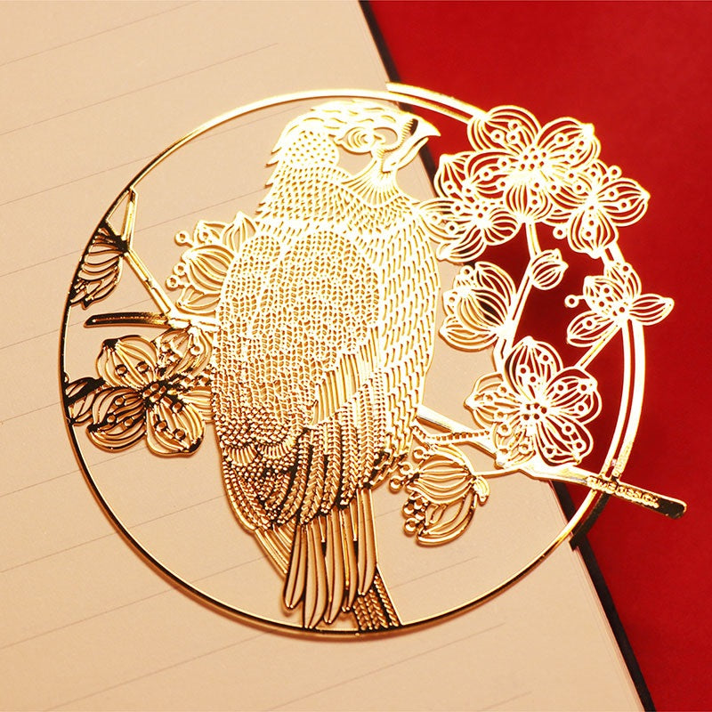 Mannikin Bird Brass Metal Hollow Bookmark Creative Design