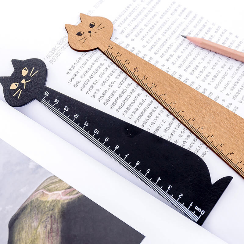 Cat Ruler Bookmark Wood