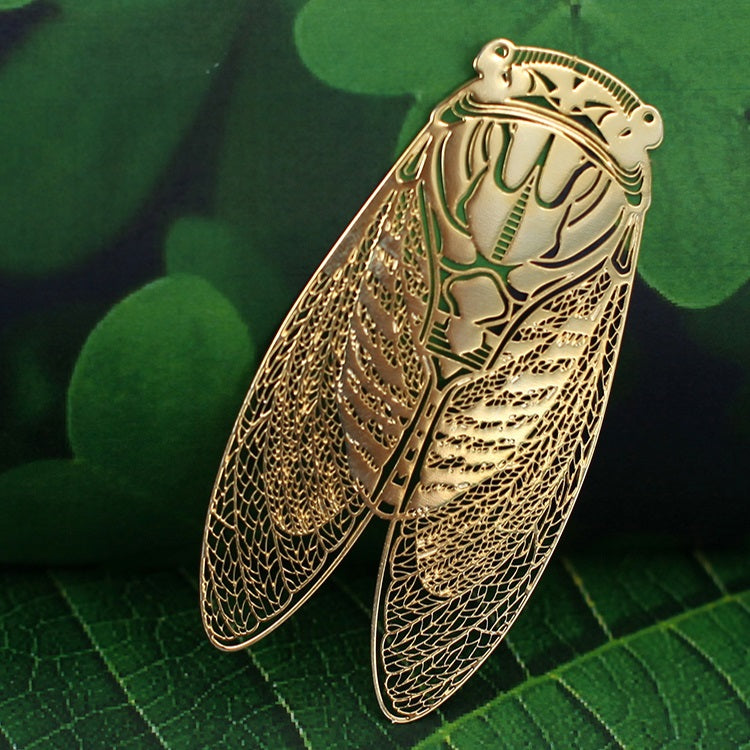 Cicada Metal Hollow Bookmark 18K Gold Plated Brass Gift Box