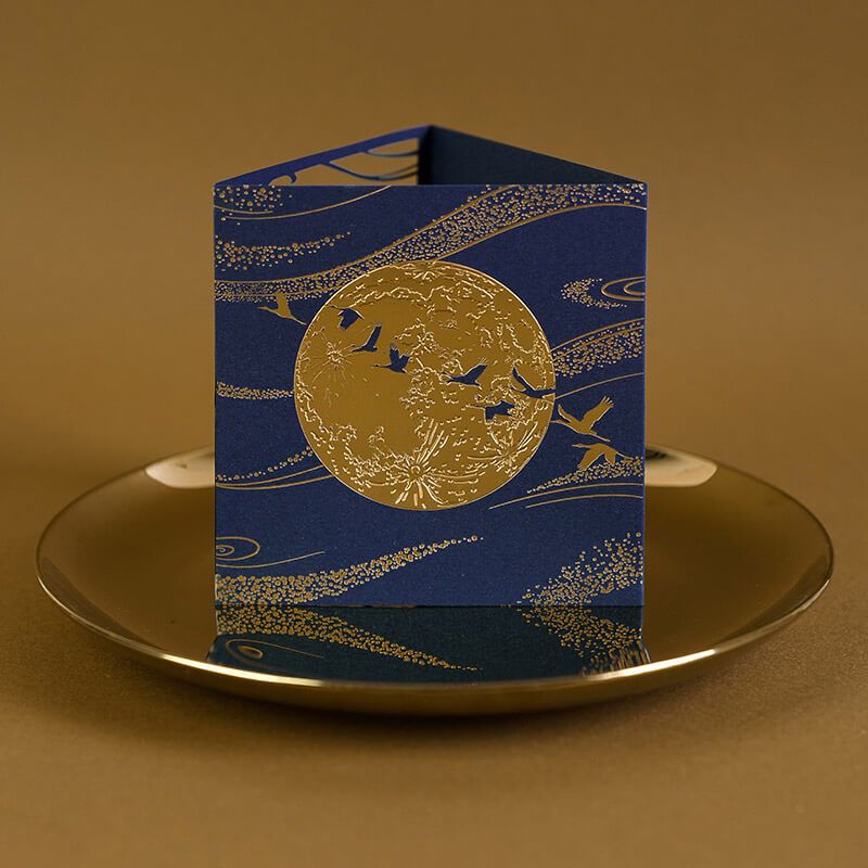 Cloud Moon Crane Greeting Card