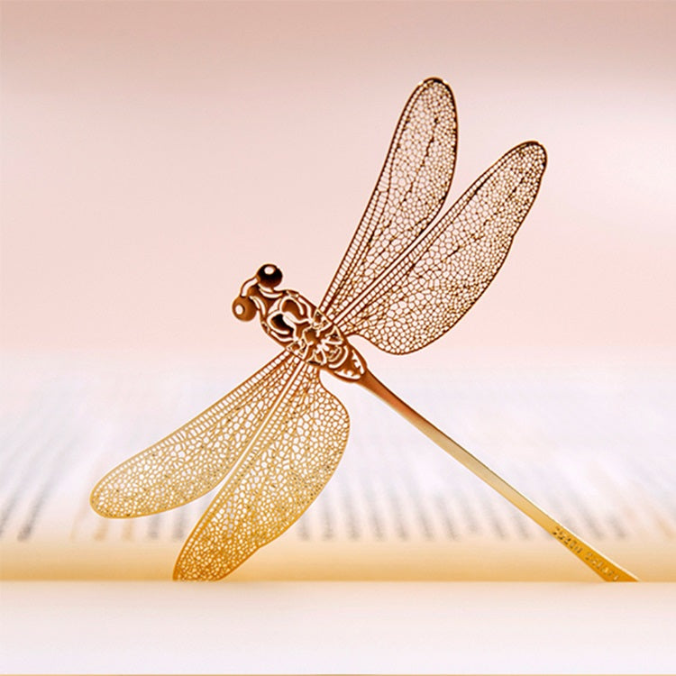 Dragonfly Metal Hollow Bookmark 18K Gold Plated Brass Gift Box