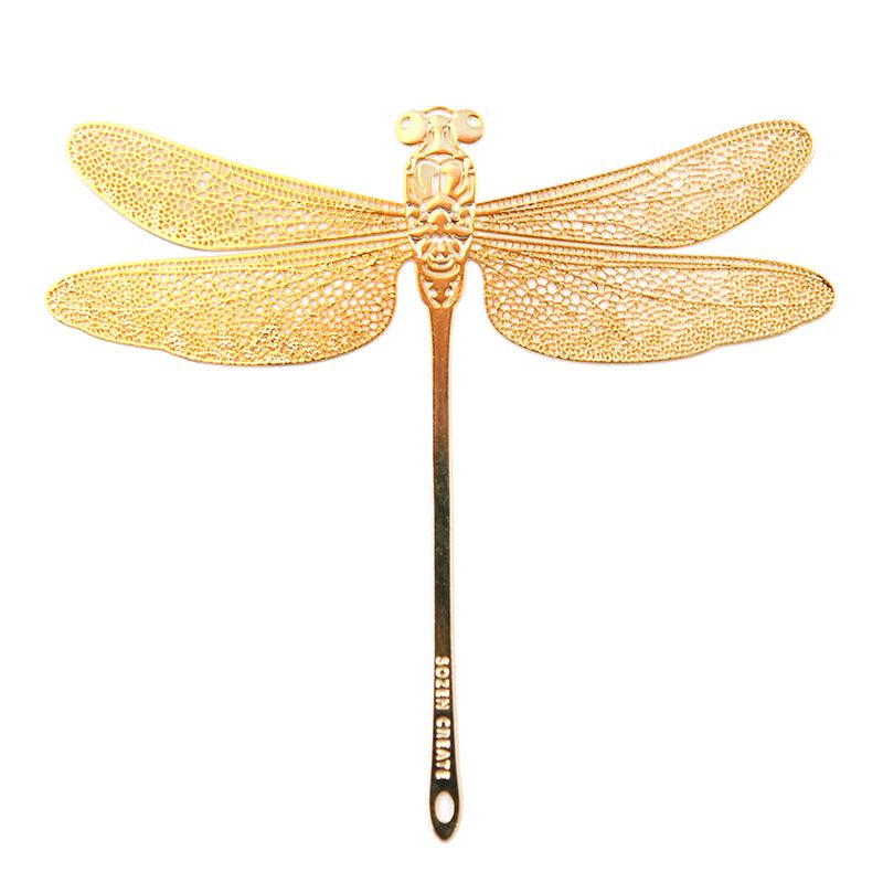 Dragonfly Metal Hollow Bookmark 18K Gold Plated Brass Gift Box