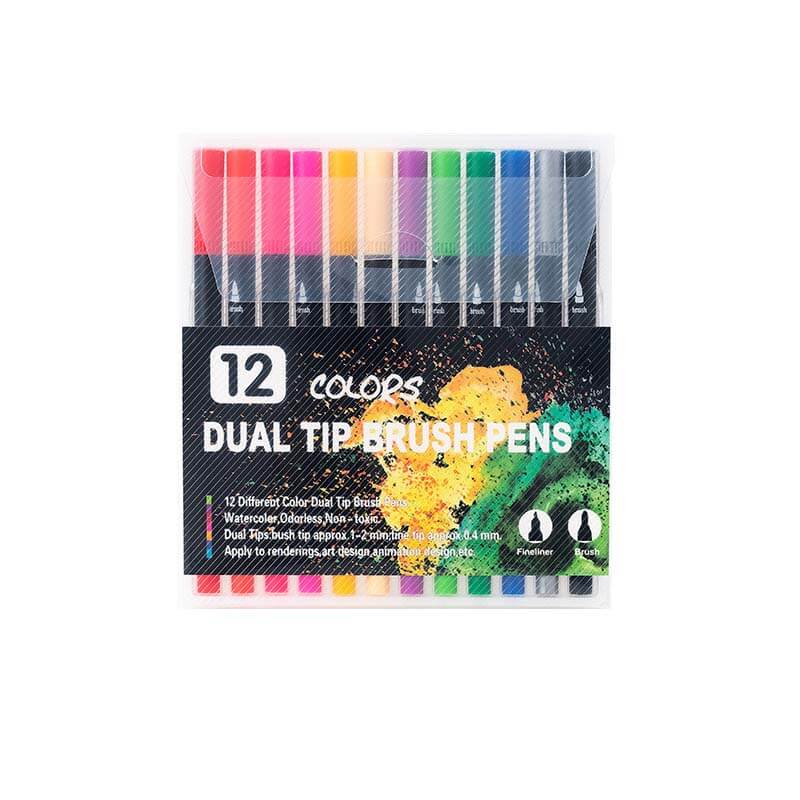 Dual Tip Brush Pens 12 Colors