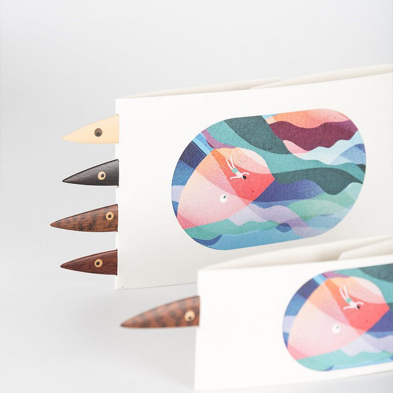 Fish Shaped Bookmark Handmade Precious Solid Wood Gift