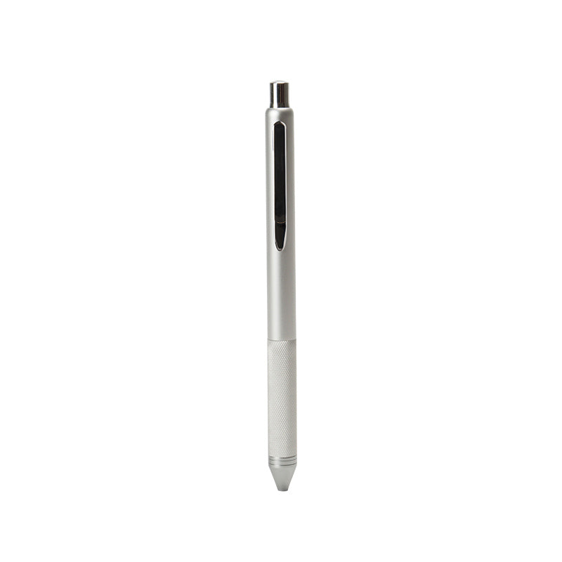 Knurling Metal Retractable Gel Pen 0.5mm Silver Gray