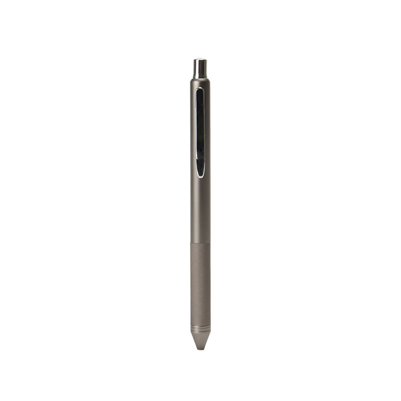 Knurling Metal Retractable Gel Pen 0.5mm Silver Gray