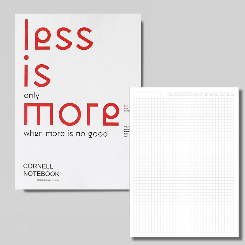 Less Cornell Lined Grid Blank Bullet Journal B5 Notebook Paperback