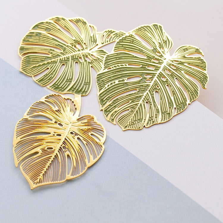 Monstera Deliciosa Metal Hollow Bookmark 18K Gold Plated Brass