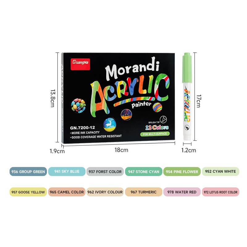 Morandi Acrylic Paint Pens 12 Colors