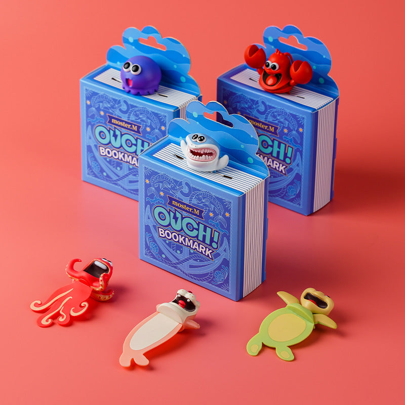 Ouch Lovely Funny Sea Aniamls 3D PVC Bookmark Gift Box