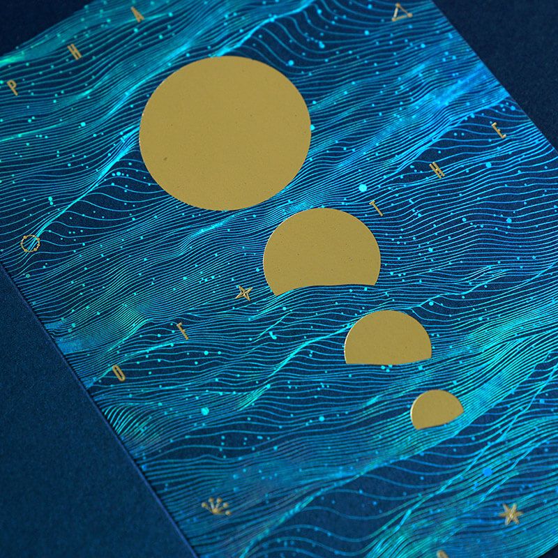 Phase of the Moon Over the Sea Greeting Card