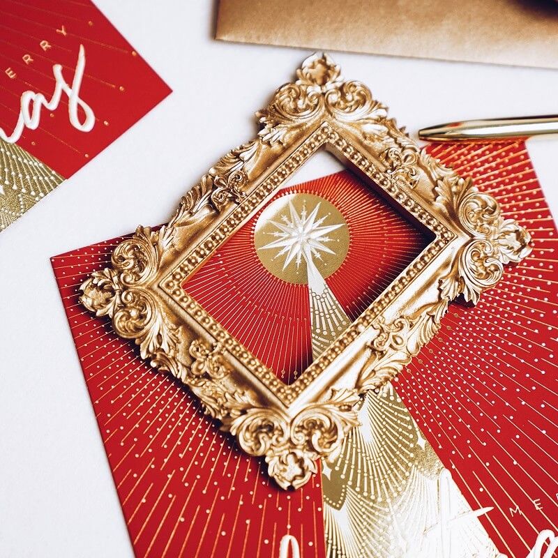 Red Starlight Christmas Tree Greeting Card