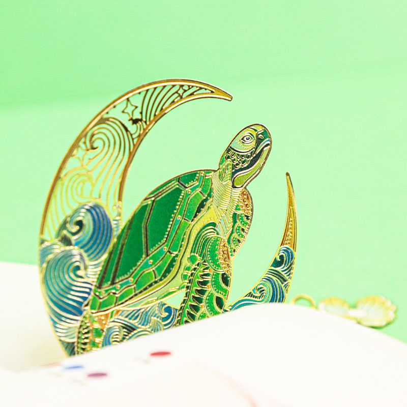 Sea Animal Jellyfish Whale Turtle Brass Bookmark Gift Box